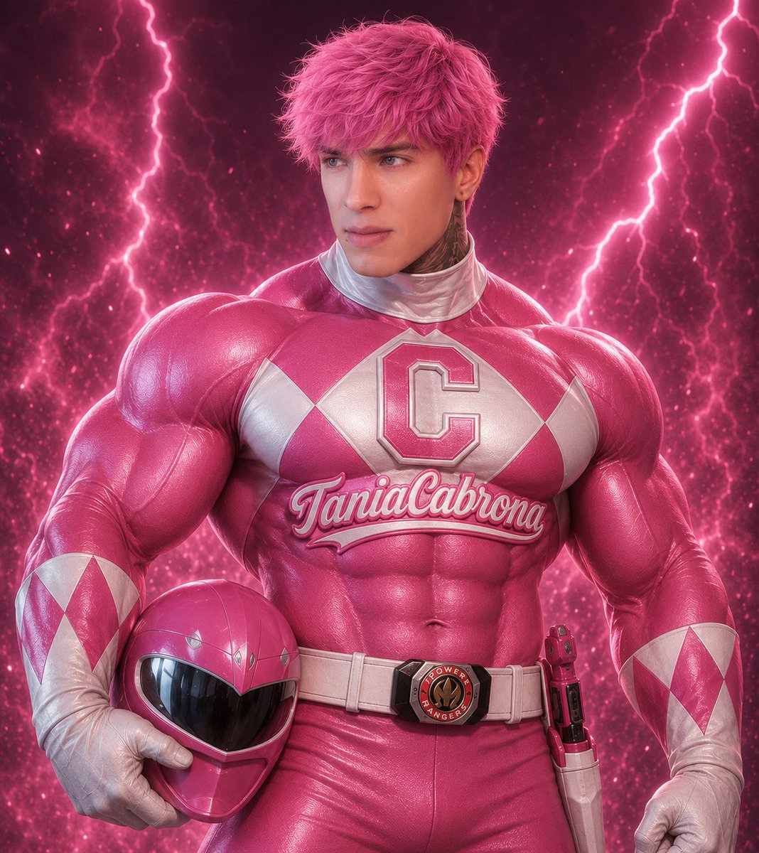 TaniaCabrona's tweet photo. A mi no me levantes falsos  así te vería yo como power ranger… puro puchina power #CryVerse https://t.co/mhTFAgC4Lw