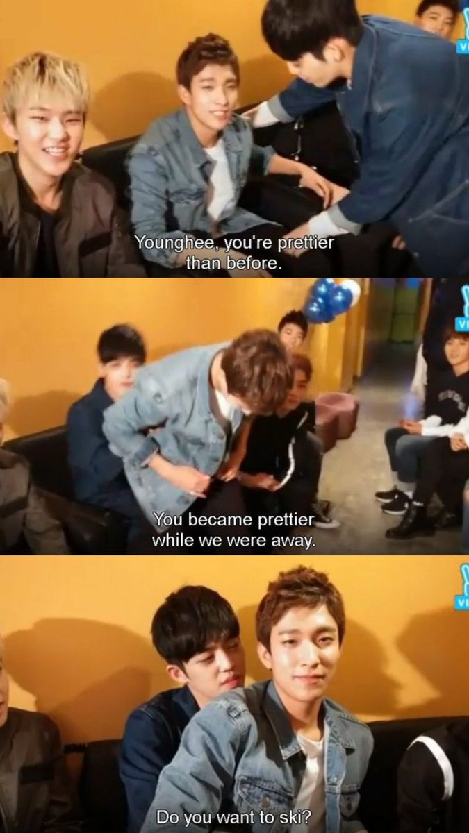 dumbosanctuary's tweet photo. the audacity of him flirting with younghee while sitting on his bf’s lap. ok brat bb

(i get u cheol, i’d let him get away with anything too 🚬) https://t.co/sJ26fMicrv