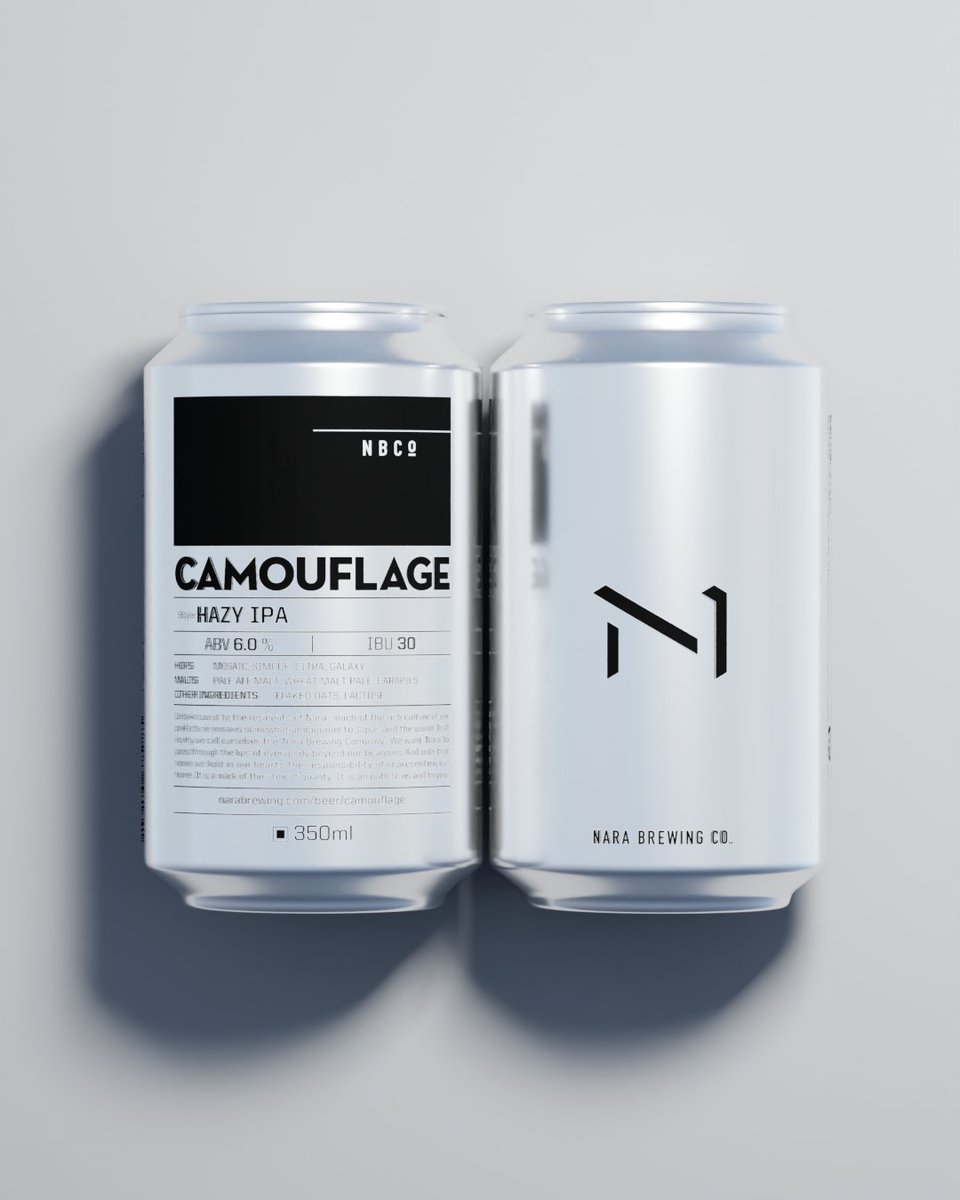 narabrewingco's tweet photo. 【#奈良醸造ニューリリース】   

▶CAMOUFLAGE （カモフラージュ）
Hazy IPA | ABV 6.0% | IBU 30

奈良醸造８周年の記念ビール。ファーストバッチのレシピを積み上げてきた知見や技術をもとに再現する、というコンセプトで造りました。

9年目も、よろしくお願いします🍻
https://t.co/c32lN6hjp5 https://t.co/dDqFqa6oxL