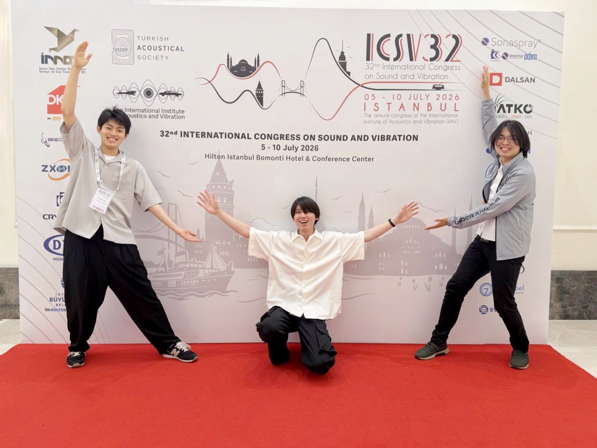 XperLab's tweet photo. 【学会報告】国際学会『ICSV32』(イスタンブール)に、当研究室から小西(M1)、辻(M1)、清水(B3)の3名が参加しました!
音声解析、オノマトペによる音響編集、音源定位のキャリブレーションなど、それぞれの『音』へのアプローチを発表
▼詳細
https://t.co/Epxycf42rv
#ICSV32 #XperLab #筑波大学 https://t.co/6v7zn95FvO