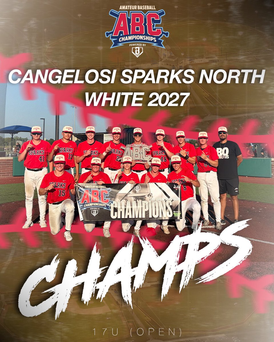Bullpenevents's tweet photo. 🥇Congratulations to the ABC 17U Open Champions, Cangelosi Sparks North - White 2027!🥇 https://t.co/v22XiBBCPg
