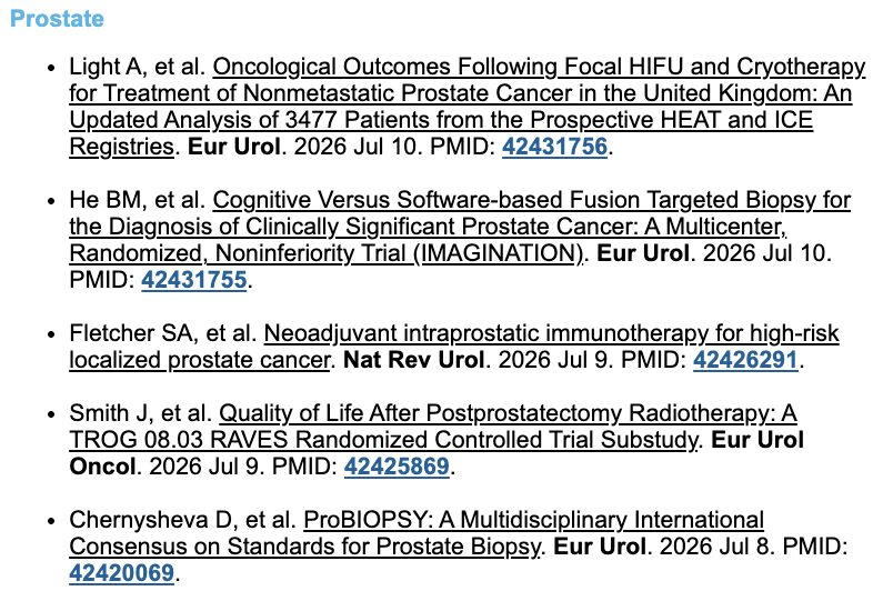DanaFarber_GU's tweet photo. GU Research Digest for the week of July 4 - 10: a selection of publications about GU cancers in high-impact journals. Search the PMIDs on https://t.co/F03S8cXFGV to read! https://t.co/eIm7FZD0eU