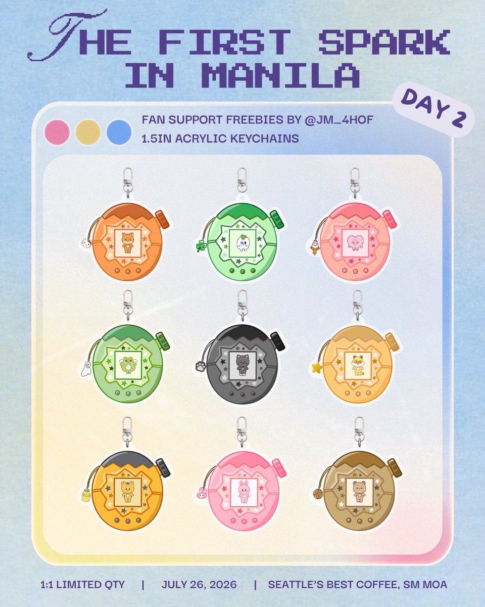 jm_4hof's tweet photo. ⊹˚₊ AHOF THE FIRST SPARK IN MANILA ⊹˚₊

fan support by @jm_4hof (day 2 only)

✧ 1 keychain + 1 sticker, limited qty
✧ on site trades only
✧ loc: seattle’s best coffee, moa

#THE_FIRST_SPARK_IN_MANILA 
#AHOF  #아홉 https://t.co/b4s6pxZv0m
