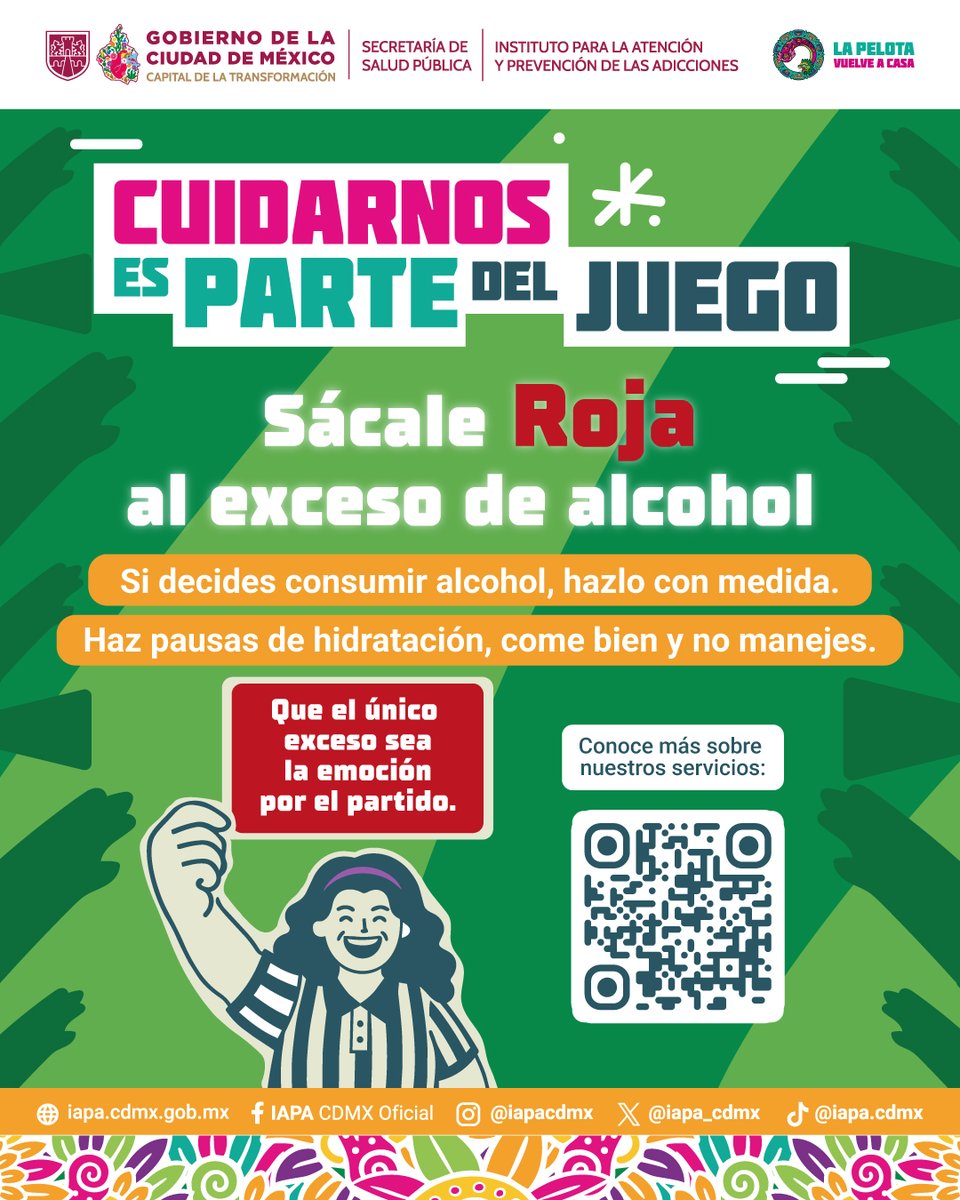 GobCDMX's tweet photo. ☝🏼 Si asistirás a los festejos mundialistas, recuerda que consumir bebidas alcohólicas en la vía pública constituye una falta administrativa. 📢

Disfruta sin excesos, sigue las recomendaciones de las autoridades y contribuyamos, entre todas y todos, a mantener un ambiente seguro para la afición. 🙋🏻‍♀️🙋🏻‍♂️⚽
