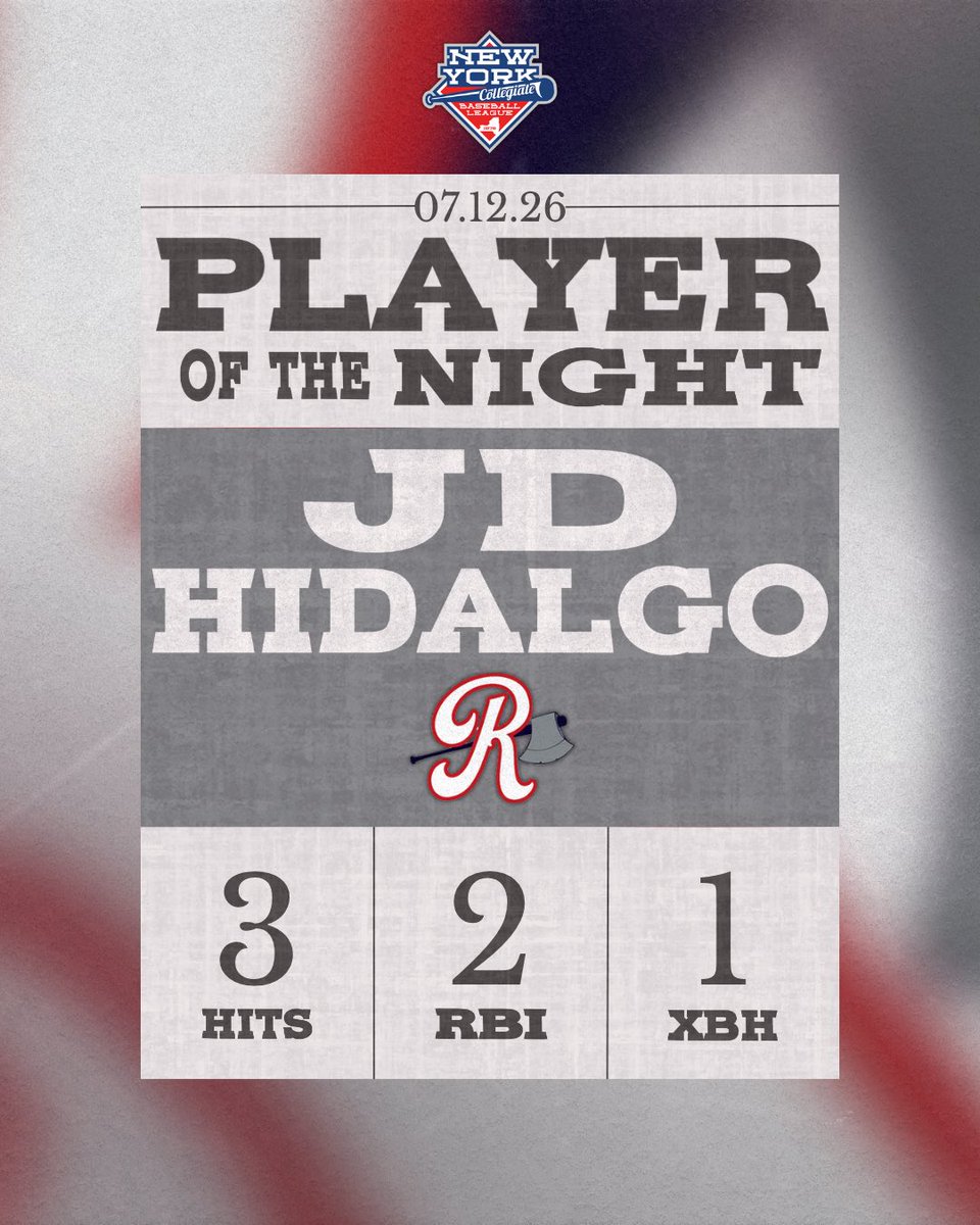 NYCBLbaseball's tweet photo. The player of the night on Sunday, July 12th, is JD Hidalgo! https://t.co/26vZ9cVzah