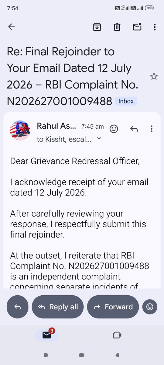 rahulasari1's tweet photo. @Kissht_EMI
@SiCreva75482
@RBI 
Complaint No. N202627001009488 remains unresolved. I seek ₹20K compensation for mental harassment &amp; deficiency in service. I also raised concerns regarding recovery agent Sneha &amp; calls from +91 8634134513
@RBIsays
@jagograhakjago
@nsitharamanoffc https://t.co/l7A0P8s48Z