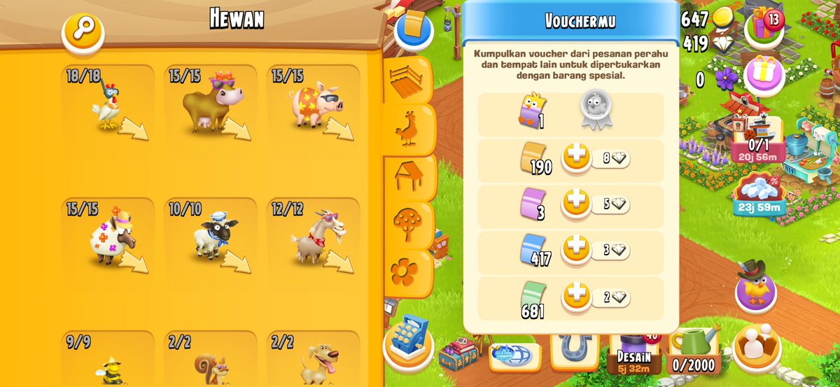 karry_wangg's tweet photo. DIJUAL AKUN HAYDAY! lvl 72, voucher ada banyak, Lumbung 4050, Silo 1150 #zonauang #hayday   
need boleh chat 0895618172241 https://t.co/dhEyPyeUSl