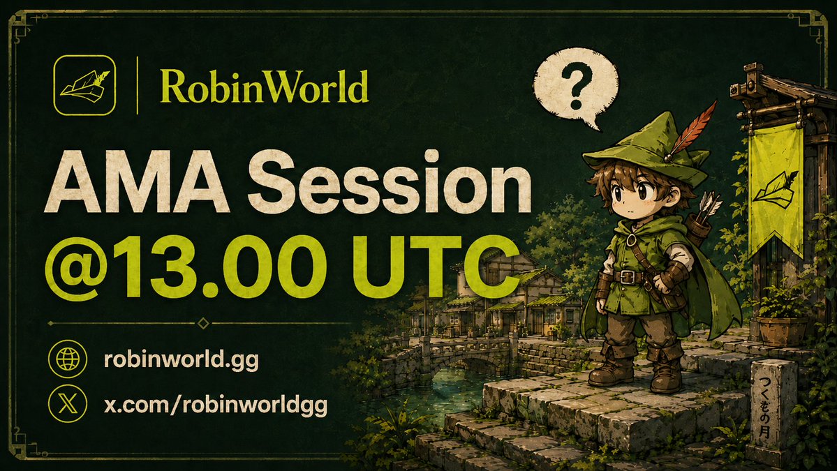 robinworldgg's tweet photo. 🏹 Robin World : AMA Session, today at 13:00 UTC.

Pull up for a raw builder session covering the experiment, current game progress, the P2E loop, and what ships next.

No scripts. Just building in public. https://t.co/ehItSqIP3F