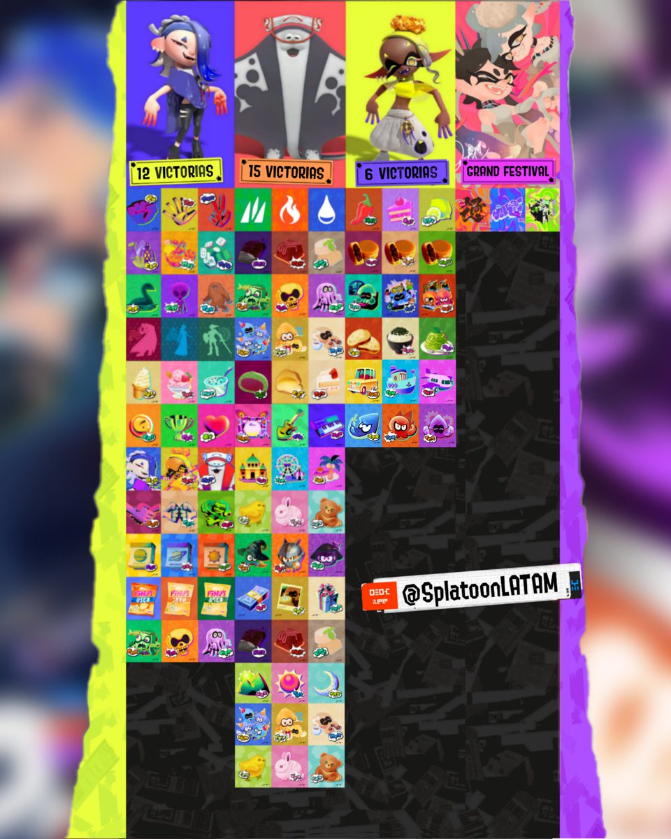 SplatoonLATAM's tweet photo. Lista de victorias de cada miembro del Clan Surimi y del único #GrandFestival en los #Splatfest de #Splatoon3 hasta la fecha. https://t.co/uurMrulQrw