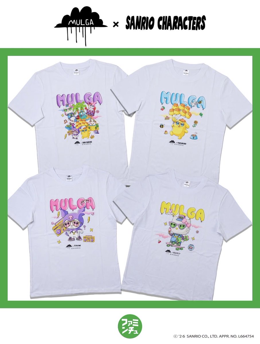sanrio_fan_jp's tweet photo. 沖縄ファミリーマート限定で絶賛発売中！🌴✨
「モルガ×サンリオキャラクターズ」のスペシャルコラボグッズが登場しています‼

ハローキティやクロミ、ポムポムプリンたちが、アーティスト・モルガの世界観によって、ポップ＆ストリートな主役級デザインに大変身🎨

【ラインナップ】
👕Tシャツ（全4種）
🛍️エコバッグ（全4種）
🎫ステッカー（全7種）

沖縄でしか手に入らない特別なストリート風サンリオグッズをお見逃しなく！

#モルガ #サンリオ #沖縄ファミリーマート #ファミンチュ