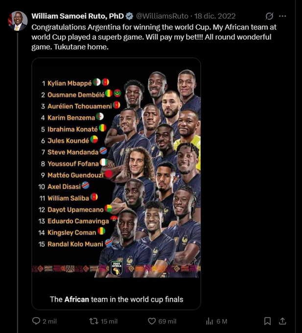 MiguelPuga44's tweet photo. El primer ministro de Senegal, Ousmane Sonko, dijo "gane quien gane, África habrá vencido a África" por el Senegal vs Francia. 
El presidente de Kenia llamó en 2022 su "equipo africano favorito" a Francia. 
Por lo que sea a ellos no se les dice nada y todo son críticas a Rajoy. https://t.co/0hKncGRrfP