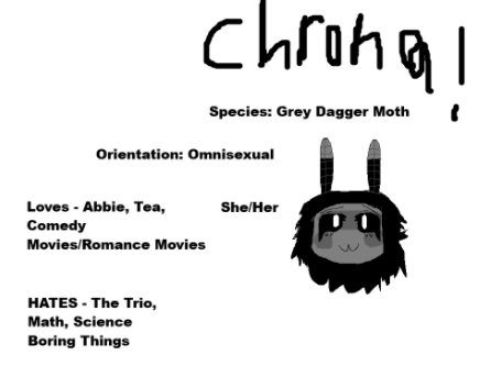 CommandoNate12's tweet photo. I made a oc, her name is chrona and shes a moth
ill draw her whole body later, im tired
and yeah like every other person I ship my oc with abbie
I call it Chronbbie/MothApple
#fpefanart #fundamentalpapereducation #fpeoc #Ilikemen https://t.co/TkH9RR77qE