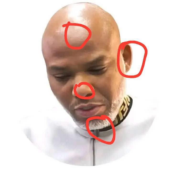 Big_marvis's tweet photo. From all indications, I think the court case against Nnamdi Ekperima Kanu was scripted, the real Kanu has not even been arrested, he's hiding somewhere in Bangladesh, the one in Sokoto is one Kwame Pereku from Kumasi Ghana, check the two images below you will agree with me that the ear and nose are different, even the forehead is not the same.

 we have been deceived, so Ipob you people can rejoice because your Messiah is still free and balling in Bangladesh..🥱🥱

No group of persons has a monopoly of madness 🥱
Mad people everywhere (In Kanu's voice)

🚩??🚩