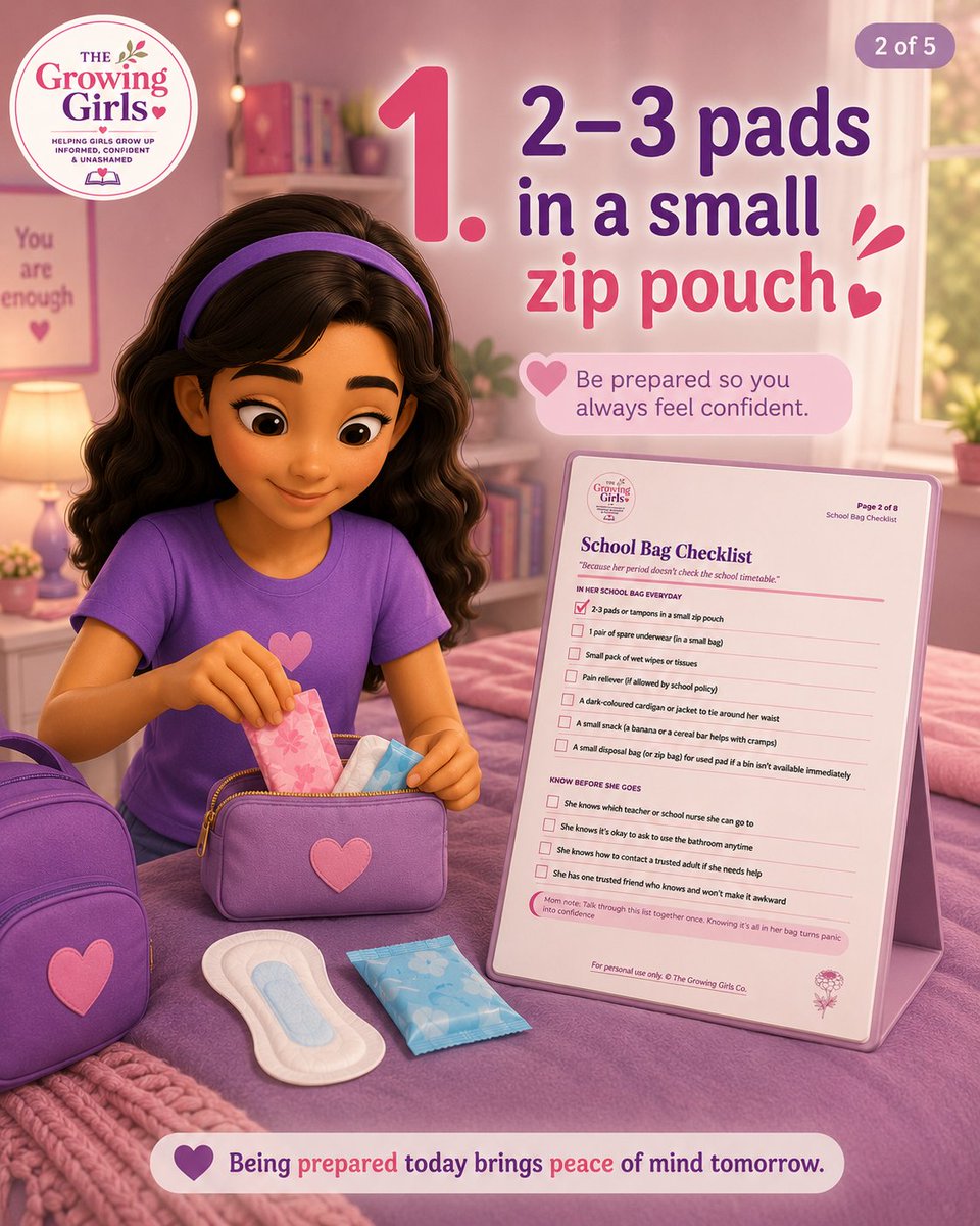 Meenat422's tweet photo. Is your daughter between the age of 8 - 13, how prepared and confident is she when it comes to welcoming her first period?

Check the link in bio to grab the other checklists

Save this post so you can easily come back to it.

#pubertyconversations #periodtalk #periodeducation https://t.co/w3n5pieu7J