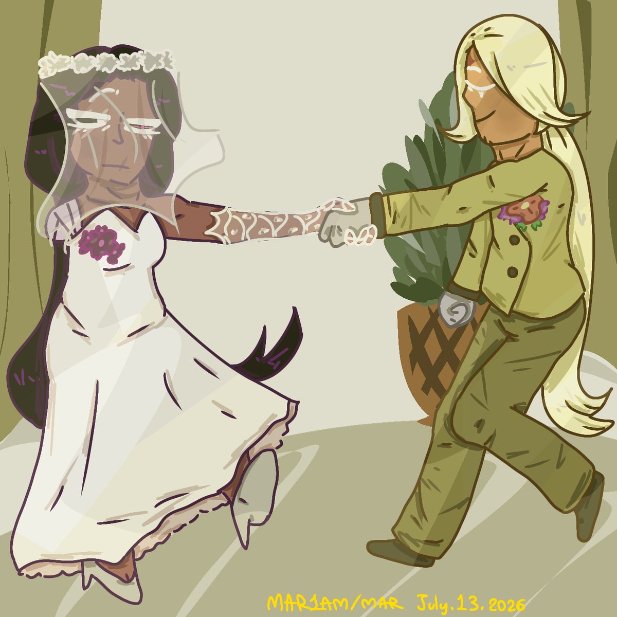 Imnotmiz0's tweet photo. I see some people are drawing black raisin cookie as a wedding drass so yeah I draw her with pure vanilla too #pureraisin #crk #cookierunkingdom https://t.co/8XKkHL7Bjb