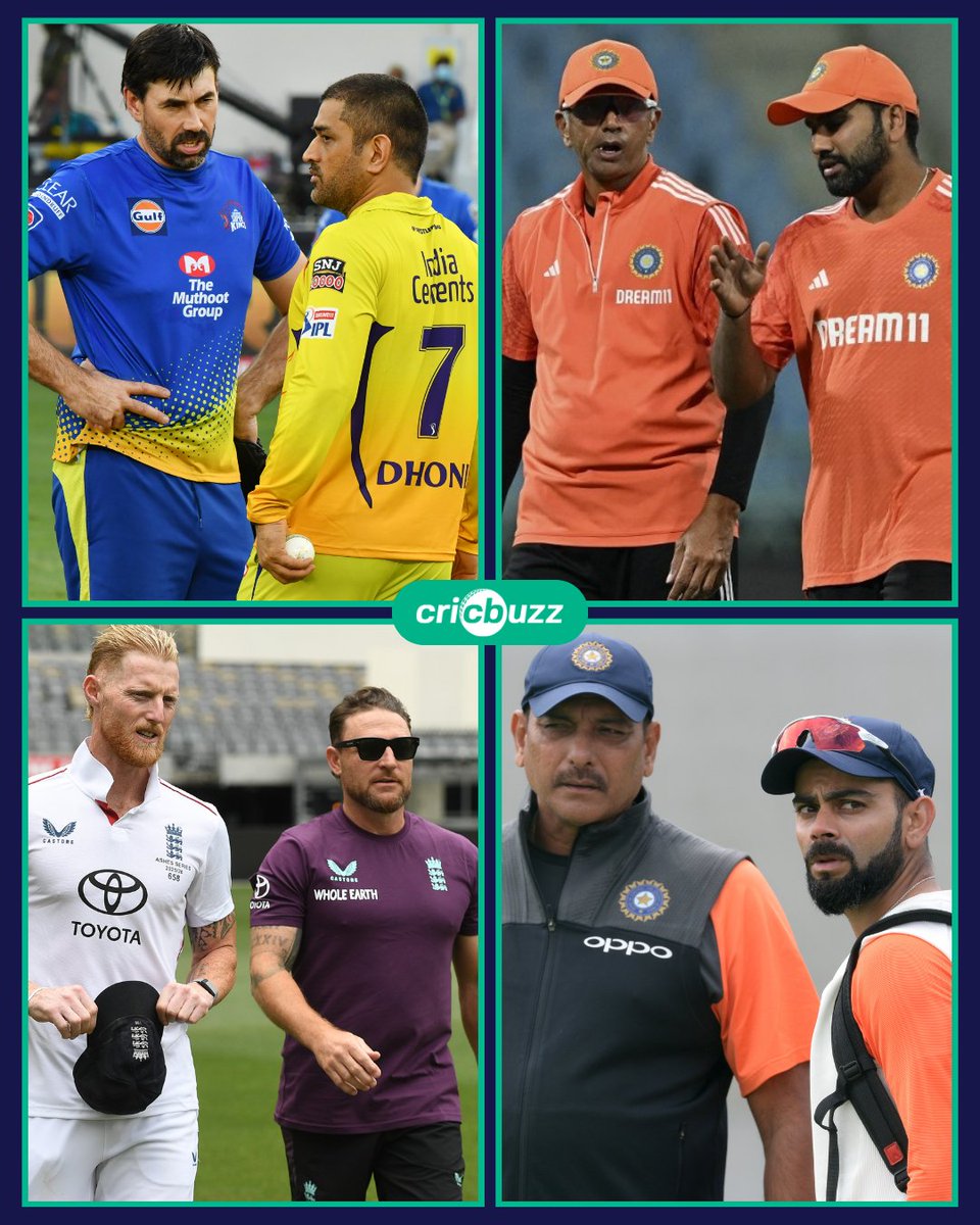 cricbuzz's tweet photo. Which is the most 𝒊𝒄𝒐𝒏𝒊𝒄 𝒄𝒐𝒂𝒄𝒉-𝒄𝒂𝒑𝒕𝒂𝒊𝒏 duo? 🧐 https://t.co/TC2VgfpqsF