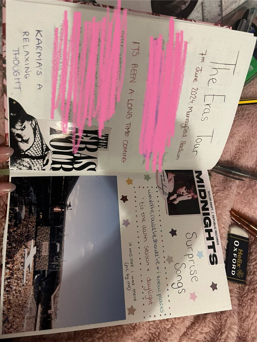 loverxttpd's tweet photo. happy #SwiftDay featuring me, a gorgeous sunset, my favourite album and my eras journal page 🫶🏻🫶🏻 @taylornation13 https://t.co/63m5sY5wJH