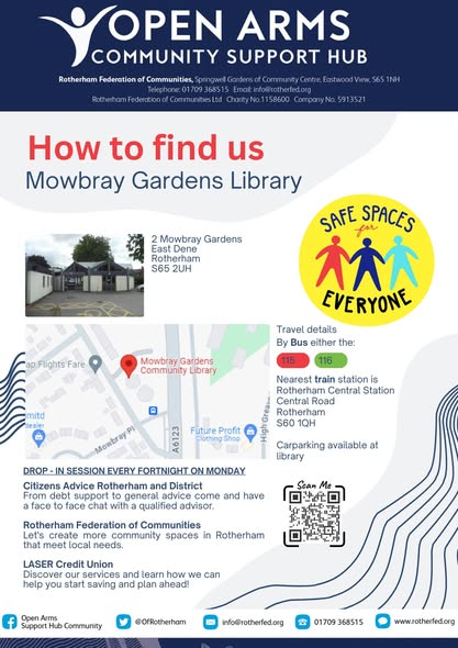 Stag_RosePPG's tweet photo. #monday with @RotherFed & @RotherhamCAB Open Arms Community Support Hub
Mowbray Gardens Library, S65 2UH 9.30am - 3.30pm
Full details below
#endloneliness #getsupport #financialadvice #GetConnected https://t.co/H3EJPAPVi7