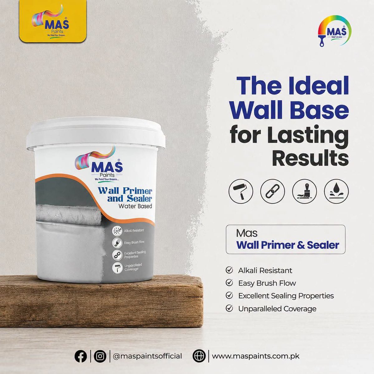 PaintsMas's tweet photo. The Perfect Base for Every Beautiful Wall.

Create a smooth, durable foundation with MAS Wall Primer &amp; Sealer for a flawless paint finish.

✔ Smooth &amp; Even Surface
✔ Strong Paint Adhesion
✔ Helps Prevent Peeling &amp; Cracks
✔ Long-Lasting Protection

🌐 https://t.co/ZC8SY6lcLY https://t.co/kN95TVZk0h