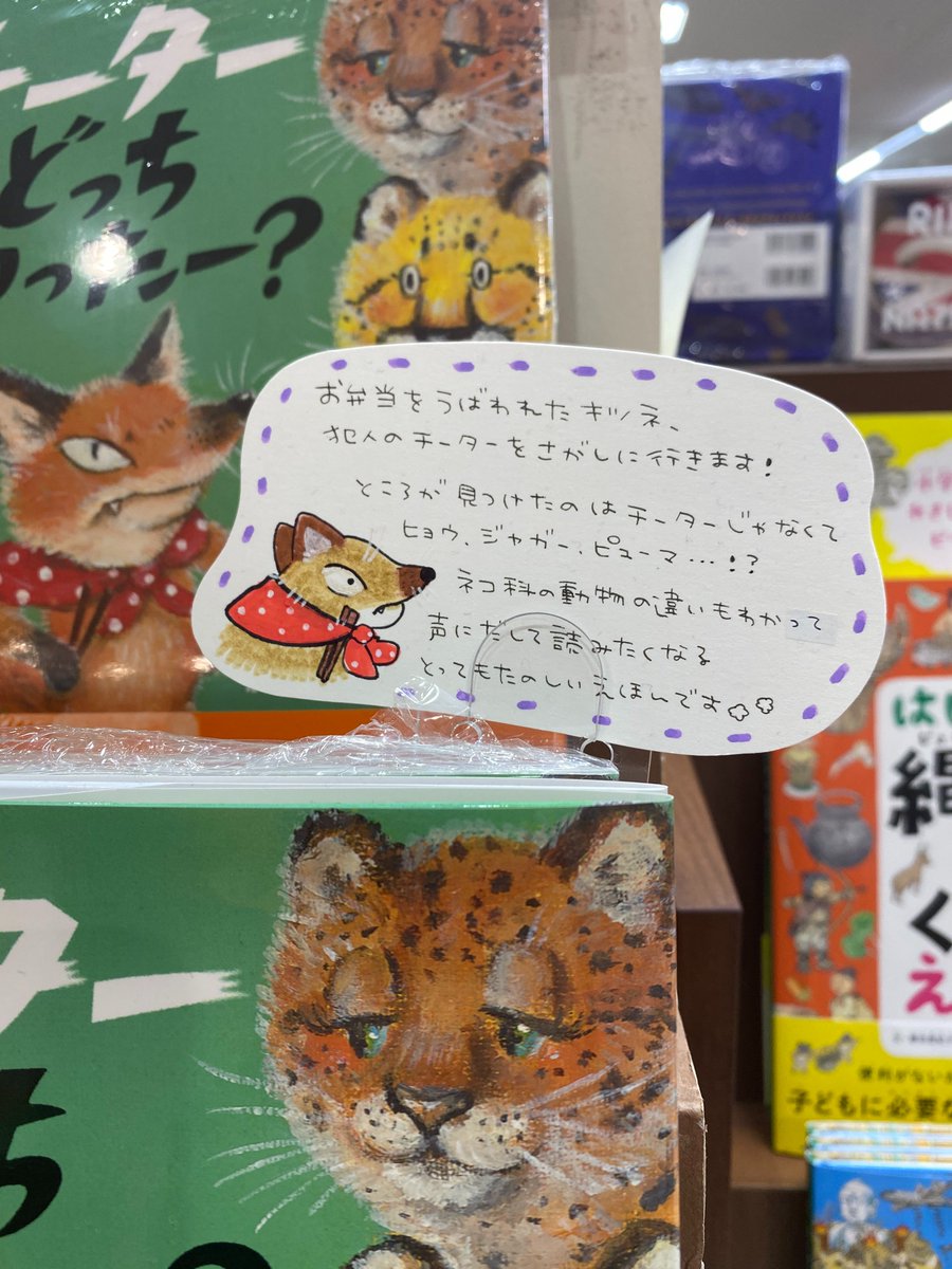 PIE_Children's tweet photo. ┏━━━━━━━┓
　#書店レポート
┗━━━━━━━┛
丸善  岐阜店様　@maruzen_gifu　では『トドにおとどけ』、『チーターどっちいったー？』を大きくご展開いただいています！のかわいいPOPも作ってくださいました。お近くの方は、ぜひチェックしてみてくださいね🐆🦭 https://t.co/gMncpoJbjG