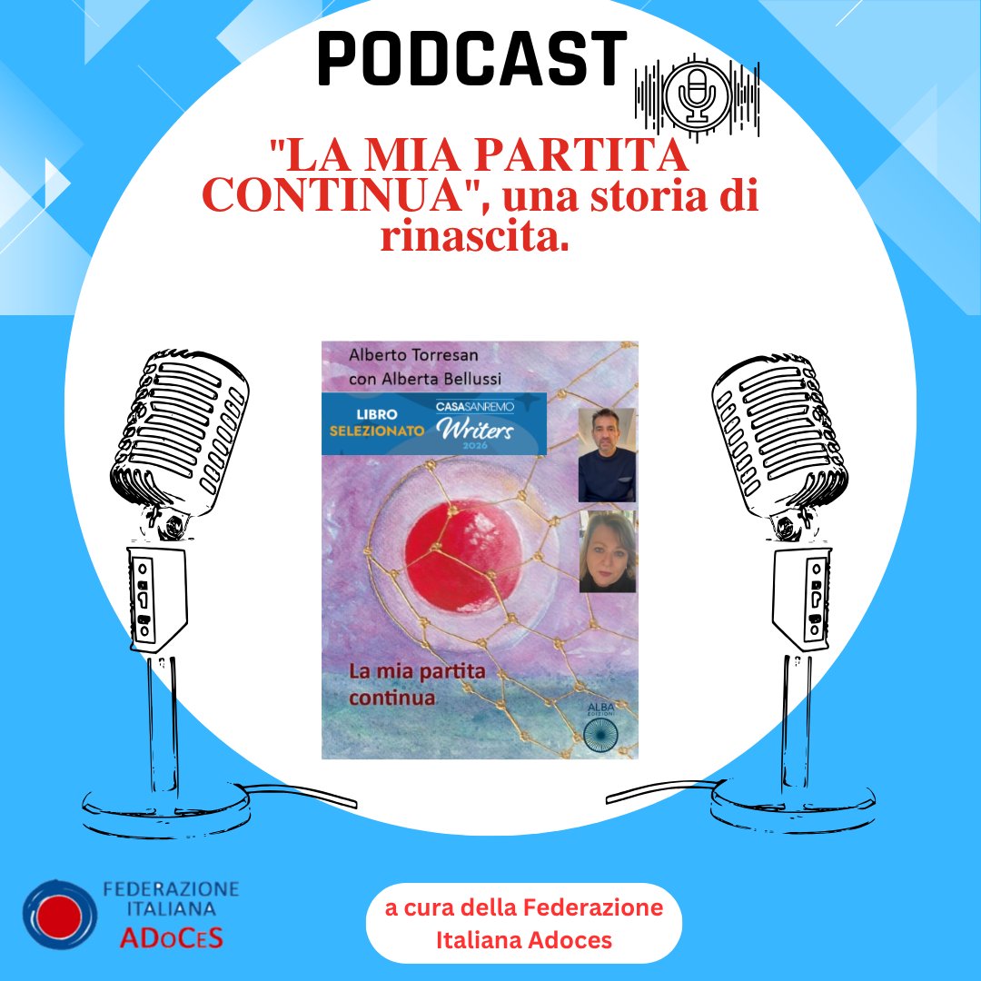 AdocesItaliana's tweet photo. "𝐂𝐄𝐋𝐋𝐔𝐋𝐄 𝐒𝐈 𝐑𝐀𝐂𝐂𝐎𝐍𝐓𝐀𝐍𝐎" Vi invitiamo a seguire la stagione completa delle nuove puntate tratte dal libro "La mia partita continua" Su Spotify "Cellule si raccontano"
https://t.co/fYD3piaVM7 https://t.co/UsaEx8iZgI