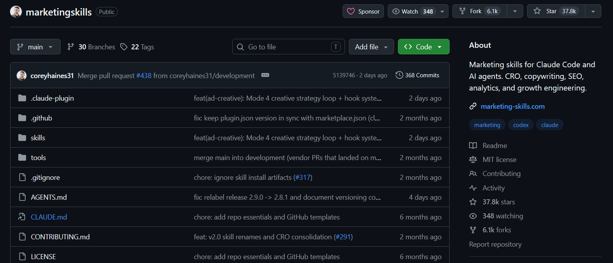 swiat_ai's tweet photo. Prawie 38 tysięcy gwiazdek na GitHub.

Ponad 40 marketingowych skilli do wykorzystania.

I to wszystko dostępne w jednym repo, z którego możesz korzystać za darmo. https://t.co/UG2fKjxBaI