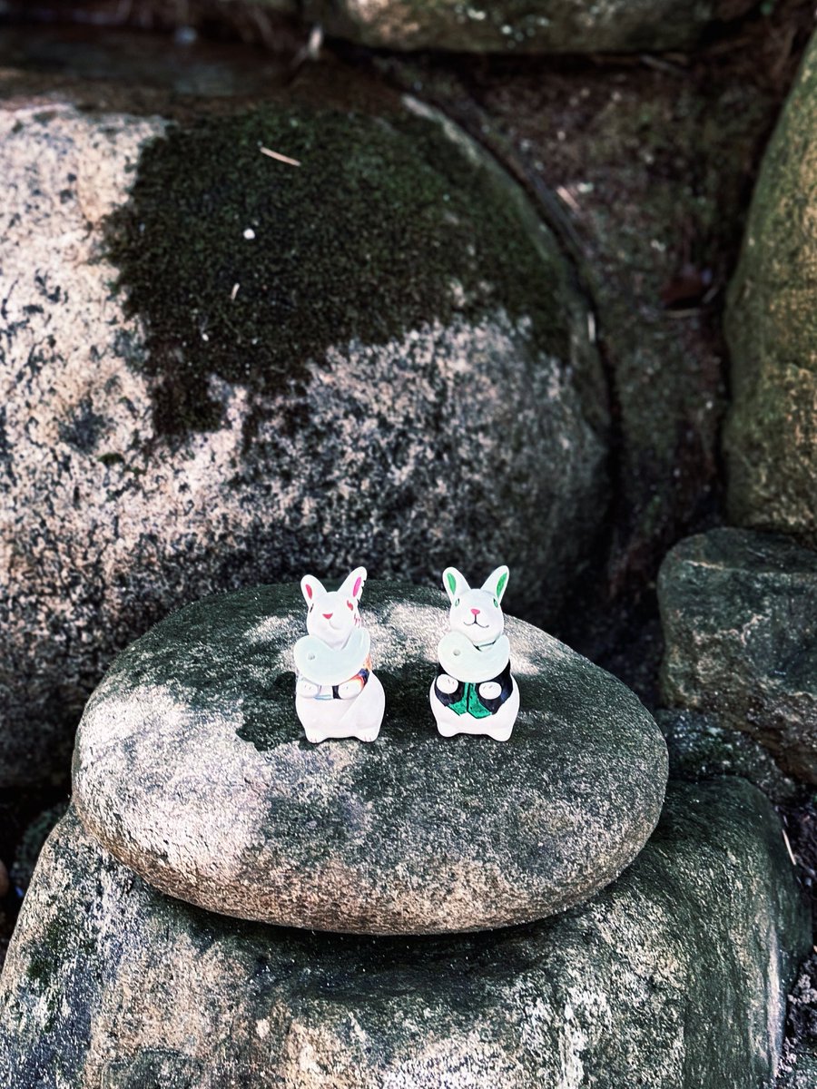 勾玉作りとウサギの絵付け体験🐇 勾玉は玉作湯神社の願い石に持ってっ