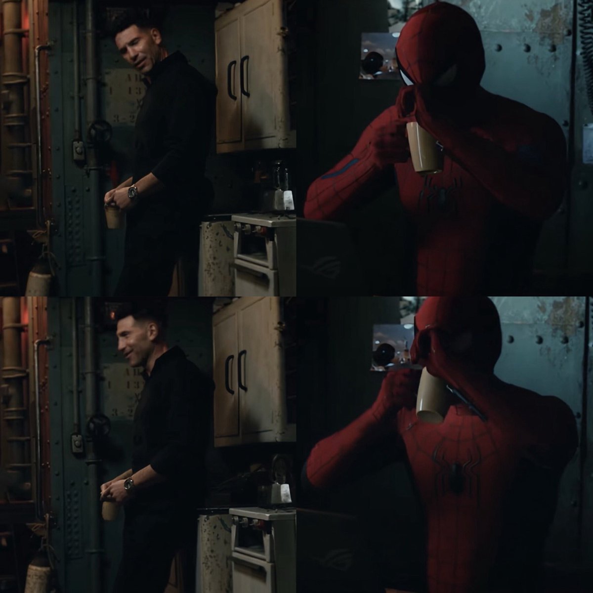 spidermanfiles's tweet photo. Frank is getting Spider-Man addicted to coffee 😭 https://t.co/5ozqTKO4ic