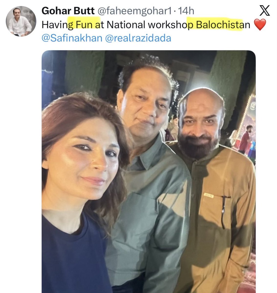 fawadchaudhry's tweet photo. جس دن بلوچستان خون میں نہایا ہوا ہے، نون لیگ کی میڈیا ٹیم “Having fun” in Quetta …. #Shameless https://t.co/CQdMcwmF9Y