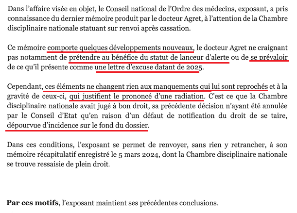 AgretDenis's tweet photo. La volonté de l'Etat, de l'Ordre des Médecins et de ces petits copains de l'industrie fabricant de vaccins est de me foutre à "poil" en m'empêchant de travailler depuis 2021 !
C'est assumé, obstiné et malveillant de leur part.
Aucune intention de dialogue ou d'apaisement.
Il suffit de lire le mail de l'ARS Occitanie de 02/2026 et l'impossibilité de trouver un emploi y compris par des agences d'"interim" 07/2026 qui débordent d'offres. 
Je vous laisse lire et juger par vous même. 
Heureusement que vous êtes encore là pour me soutenir y compris financièrement. 

Je n'attends rien de la Justice actuelle quand l'avocate que j'ai consulté il y a quelques jours me dit qu' "il faut faire acte de contrition devant Dieu" comme si je devais me prosterner devant Macron, Pasteur ou je ne sais quel Dieu de la Justice DupondMoretti Darmanin !
Je crois en Dieu, Jésus Christ, la Vierge Marie, la Sainte Eglise catholique et apostolique. 
 
L'"Ordre" a évidement encore l'envie haineuse de me radier. Même mes excuses n'y ont rien changé. C'est écrit dans leur mémoire pour la future chambre disciplinaire nationale. 
J'ai fait le choix de reprendre un compte payant (377€) pour avoir le droit de m'exprimer dans un espace politique que je dérange. 
https://t.co/qyvdlXAypU 
J'ai donc toujours besoin de votre soutien.
En vous remerciant.