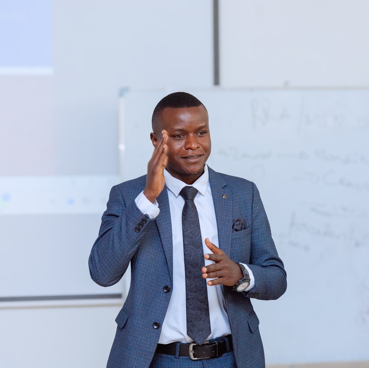 UnivOfKigali's tweet photo. The University of Kigali congratulates Ishimwe Fabrice, a student who is deaf, on successfully completing his academic journey and defending his final research project. His achievement reflects our commitment to inclusive education and proves that disability is not inability. https://t.co/1YULUPapg9