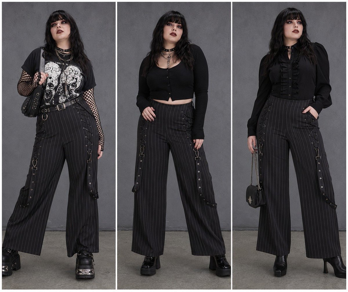 残りL､XLサイズのみ ストライプのワイドパンツ Cruriosus Trousers