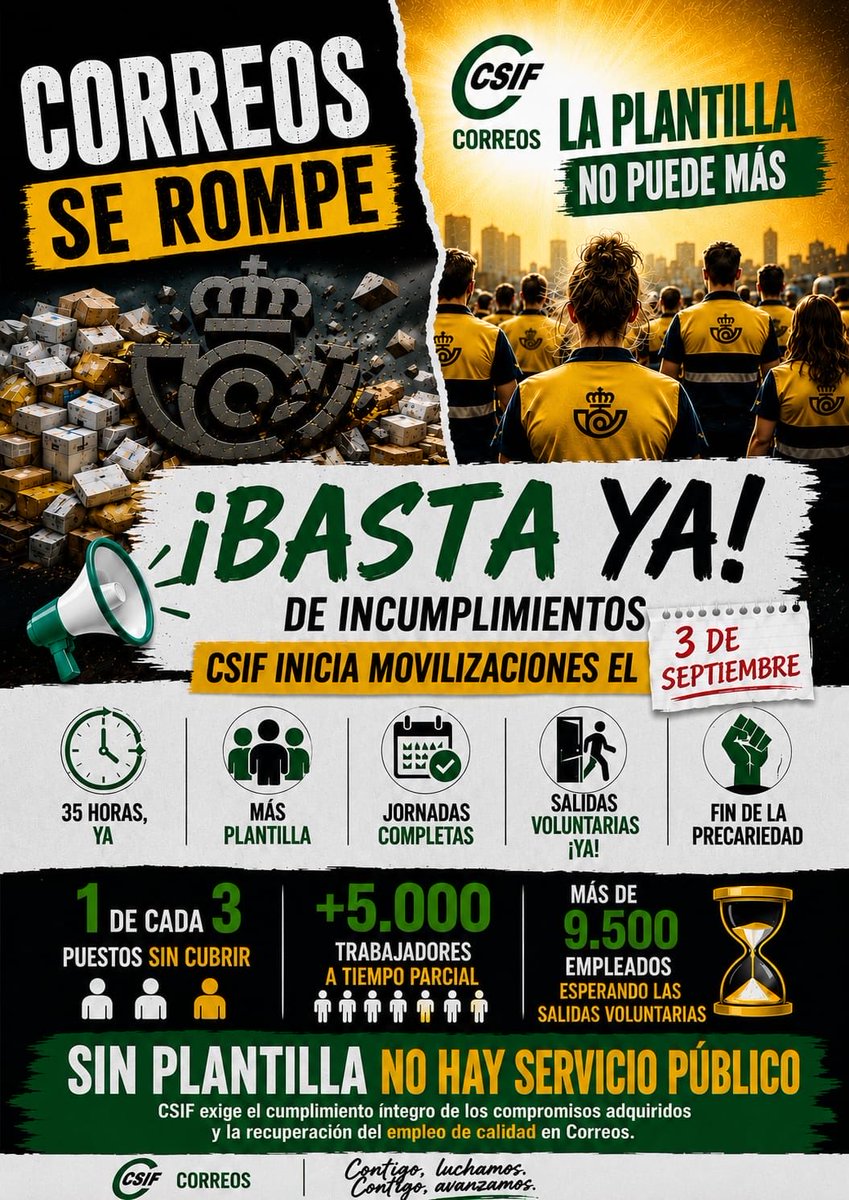 CsifZamora's tweet photo. 📢¡ #CSIF inicia movilizaciones el 3 de septiembre! 💛

Basta ya de incumplimientos. 🫵🏻💚 https://t.co/Zhi3olNmYH