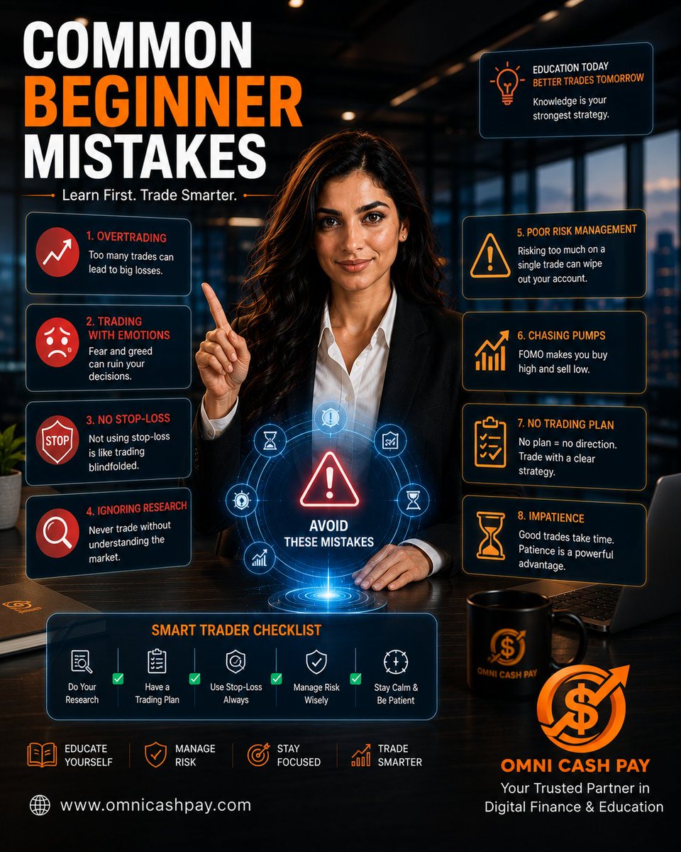 omnicashpay's tweet photo. ⚠️ Everyone starts somewhere.

Learn the common beginner mistakes in trading and why education, research, and risk awareness matter.

🌐 https://t.co/s0sJFoZ0Fz

#OmniCashPay #CryptoEducation #TradingBasics #DigitalFinance #FinancialEducation https://t.co/VgW8xdaXoM