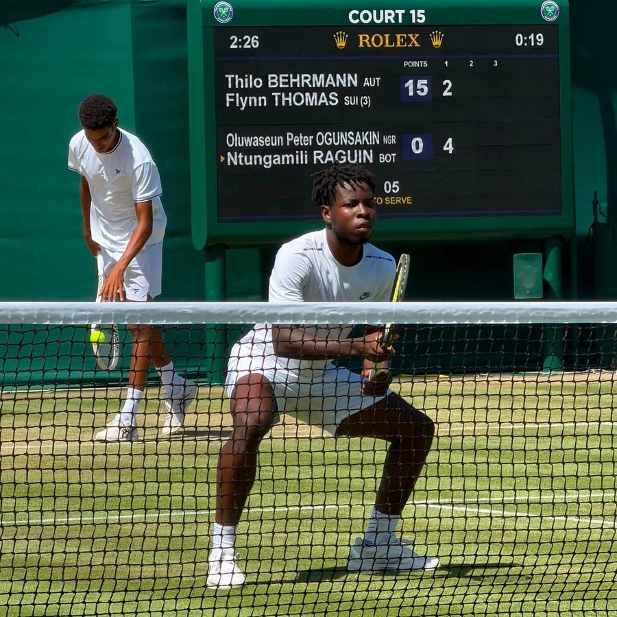 AfricaFactsZone's tweet photo. Nigeria's Oluwaseun Ogunsakin and Botswana's Ntungamili Raguin reached the Semi Finals of the Boys' Doubles event at the 2026 Wimbledon Junior Championships. https://t.co/5zRGwhTniW