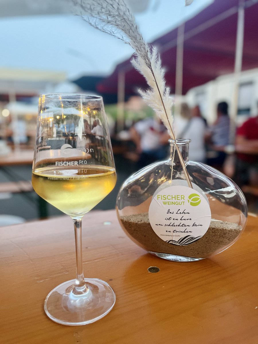 SteinyFranken's tweet photo. フィッシャー家のワイン祭りにて🍷

「人生は、まずいワインを飲むには短すぎる。」
— ゲーテ

せっかくの人生だから、質が良く自分がおいしいと思えるワインを楽しもう、ということなのでしょう🍷✨

写真はシャルドネAlte Reben（アルテ・レーベン）。美味しかったです♪

#フランケン��イン https://t.co/SWMb7ERd0N