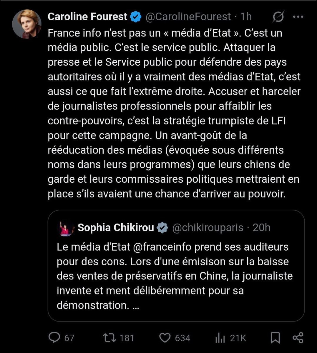 Poulin2012's tweet photo. L’inénarrable Caroline Fourest à la rescousse des médias qui mentent. 

Super taf 🤣

Au nom de la démocratie,« mentir et censurer c’est permis ». 

Ah. Comme en dictature alors? 

« Cépapareil » https://t.co/PYnqC9iqtT