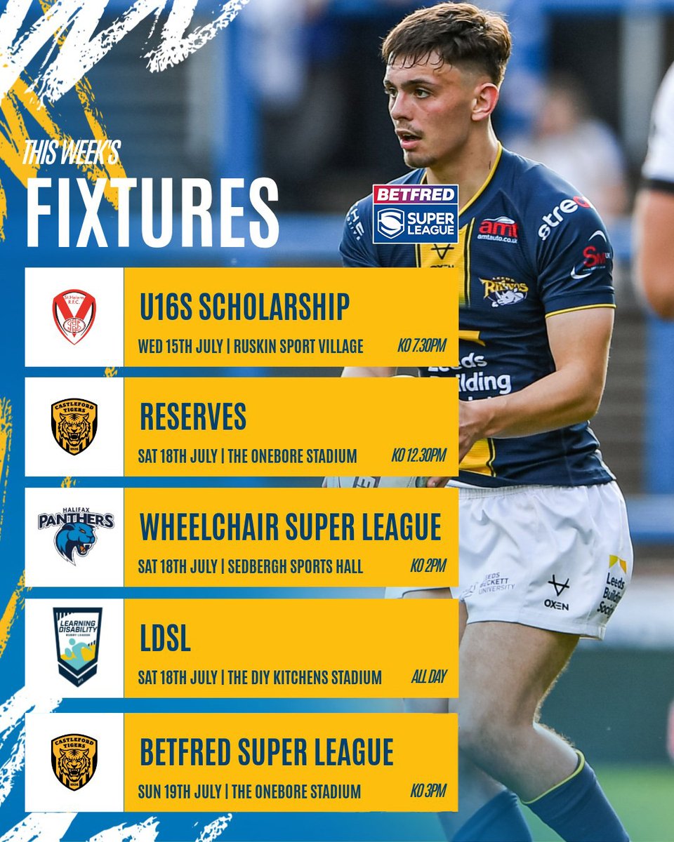 leedsrhinos's tweet photo. 📆 Coming up this week!
Here's your weekly schedule Rhinos fans - plenty of standout games coming up 👌

MORE INFO ℹ️
https://t.co/9M6CTe4yAm https://t.co/Kw4MlJqW6o
