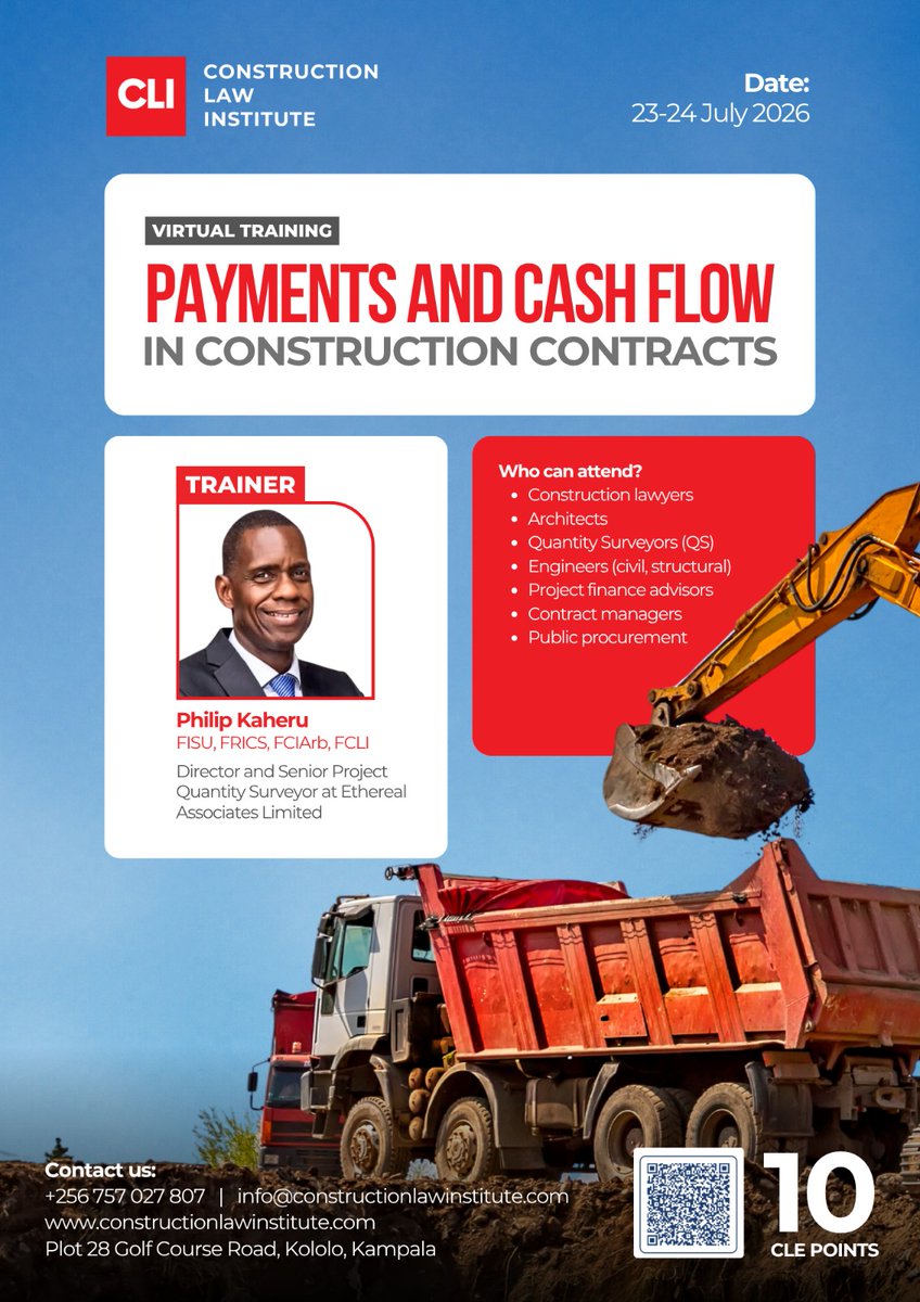 CLIafrica's tweet photo. ⏳ Only 10 Days to the CLI Annual 2-Day Training!

Meet the Trainer: Philip Kaheru

Philip is a highly recognized Quantity Surveyor, construction contracts specialist, and dispute resolution practitioner with extensive experience in cost management, contract ...(1/7) https://t.co/dDyzRlRDPw