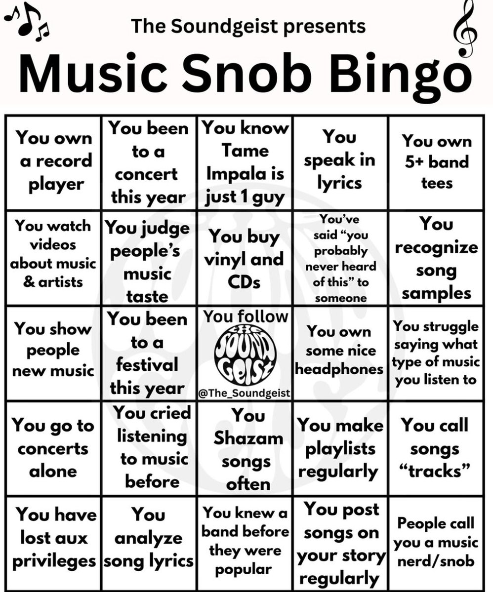 thundersteel747's tweet photo. music snob bingo https://t.co/2xwM6WVhCn