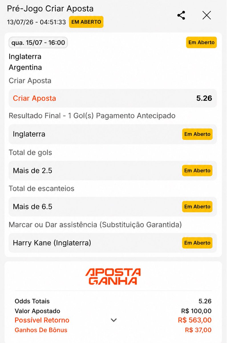 MaarlonBoorges's tweet photo. 🎯 Entrada mais agressiva! Mercado 1 Gol Paga Antecipado, exclusivo da Aposta Ganha: se a Inglaterra abrir 1x0, a seleção é liquidada como vencedora. Kane, over 2.5 e +6.5 escanteios completam a múltipla. 

LINK NOS COMENTÁRIOS 📲⤵️ https://t.co/VuU6IKzQA6
