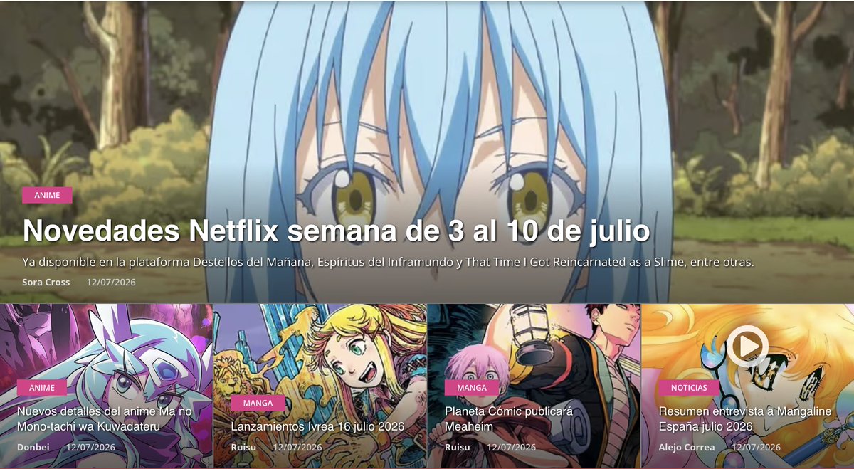 RamenParaDos's tweet photo. 🗞️ #HoyEnPortada
Lanzamientos @Ivrea del 16/07 📚, @PlanetadComic publica #Meaheim 📖, novedades @NetflixES de la semana del 3 al 10 🎬, resumen entrevista a @MangalineES 🎙️ y detalles del anime Ma no Mono-tachi wa Kuwadateru ✨
👉 Todo esto en https://t.co/sGi8ZO1aaj https://t.co/6Jd1TbuQtG