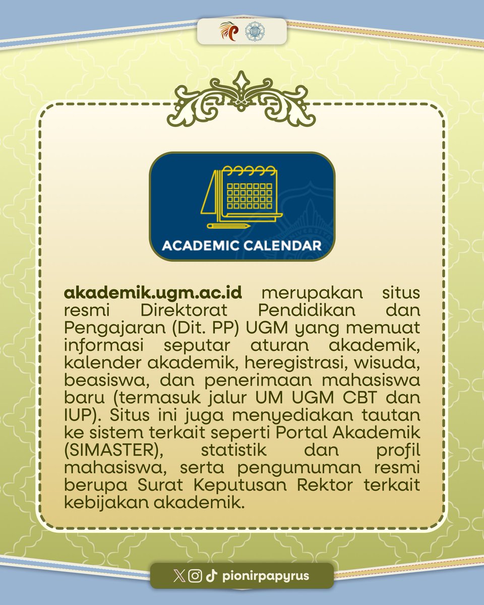 PionirPapyrus's tweet photo. Website akademik ini dapat membantu Sobat Papy untuk belajar, mengakses informasi akademik, serta mengurus berbagai hal yang berkaitan dengan akademik 🤩‼️ https://t.co/YjSaTQO0i5