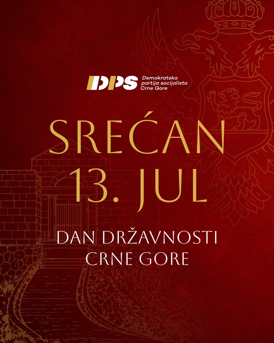 DPSCrneGore's tweet photo. Svim građankama i građanima Crne Gore, čestitamo 13. jul, Dan državnosti! 

Da je vječna Crna Gora!

#DPSCG 
#CrnaGora 🇲🇪
#StatehoodDay 
#DanDržavnostiCrneGore https://t.co/ISDhzT2mMY