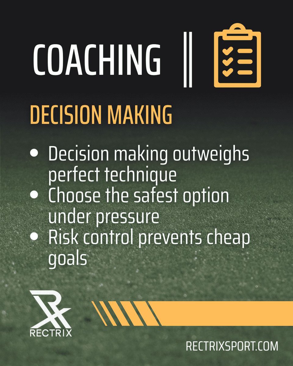 rectrixsport's tweet photo. Technique matters, but judgement decides outcomes. In pressured moments, the lowest-risk option protects you more than the most impressive one. Over time, reducing risk protects clean sheets. https://t.co/zE3qG1mR3M