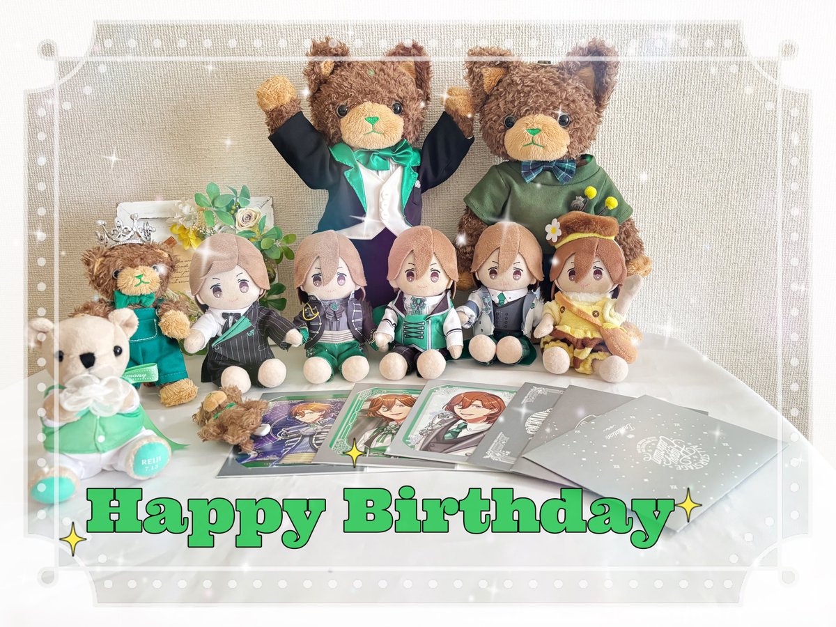 verde_kz's tweet photo. 🍀REIJI   🐱ヴェルくん🍀　
れいちゃん　どすちゃん　くるちゃん
かるちゃん　こっちゃん

🎂🎊お誕生日おめでとう🎂🎊

 #utapri_reiji_BD2026 https://t.co/Z9zlb4QozQ