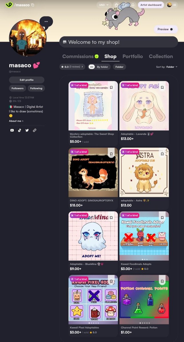 Masaco000's tweet photo. Hi! I'm trying to get my VGen Shop verified, so I have some super cute adopts available right now! 💕
You can grab yours right here:
👉 https://t.co/i2l2bhibal
#VGen #VGenShop #Adopts #Adoptables #digitalartㅤㅤㅤㅤ #ArtCommission #AdoptableOpen https://t.co/LH6LB35AUp