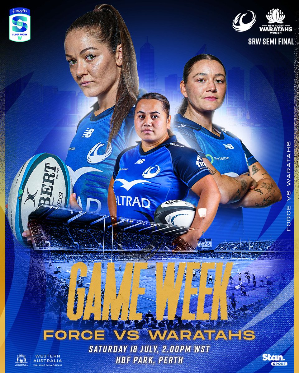 westernforce's tweet photo. ⏰ Semi-final week

View all the game day info ⤵️⤵️
https://t.co/9iNPeOzxO5

#WeAreTheWest 
#WAtheDreamState 
@WestAustralia https://t.co/QiEvRj09jv