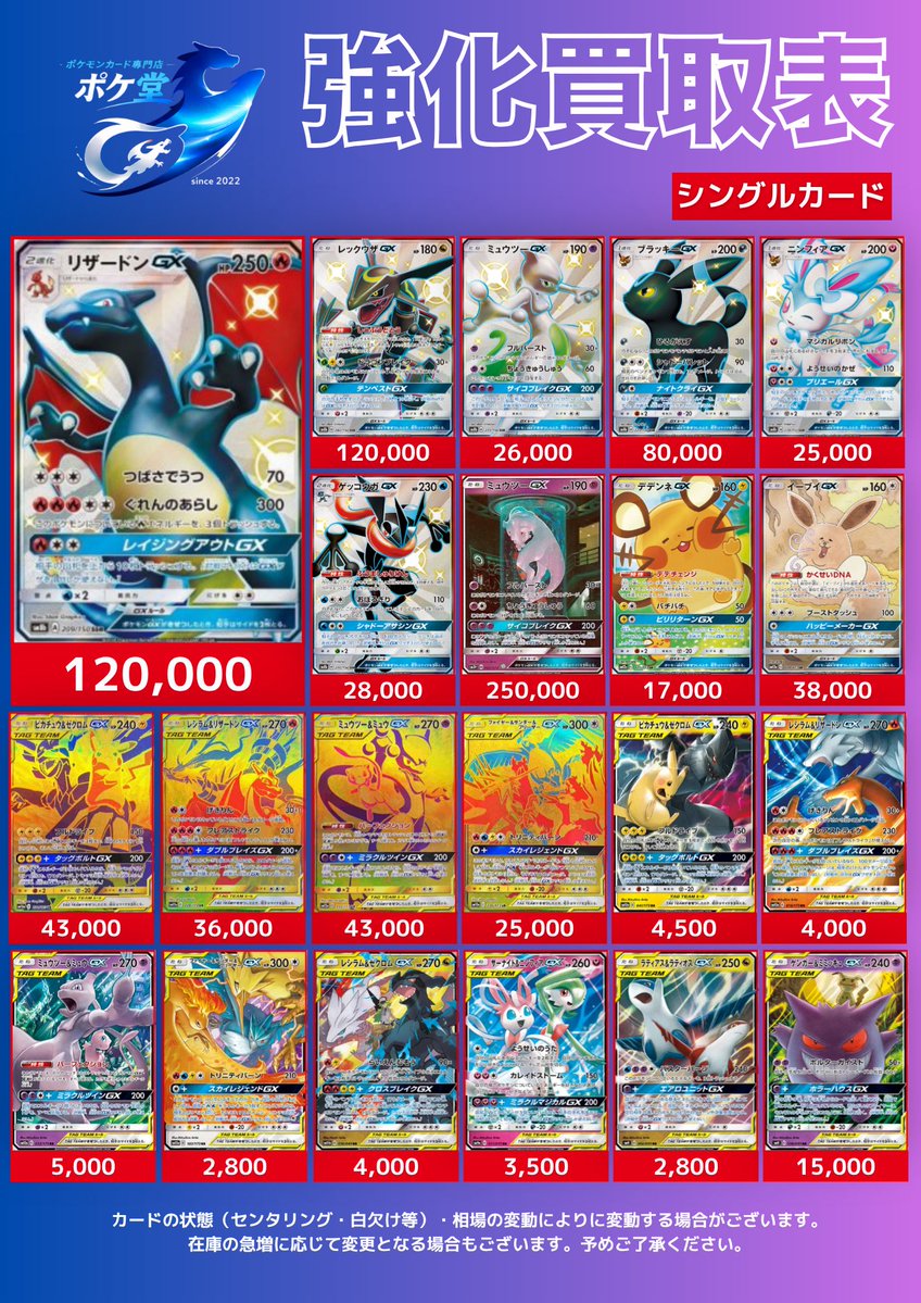 Pokedou_Kitakam's tweet photo. 🔔シングルカード 強化買取情報🔔

🆙シングルカード買取表②🆙

‼️ご来店お待ちしております‼️

#ポケ堂 #北上　 #岩手 #買取 #ポケカ
#ポケモンカード #PSA https://t.co/95Mhg0F9dA