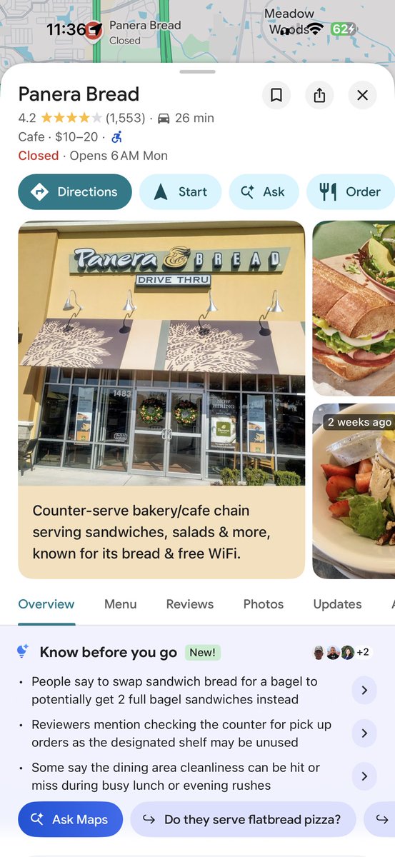 ai4b2day's tweet photo. @googlemaps I just happened to pick a name to search for. This has nothing to do with Panera bread. This has everything to do with the fact there is no address. You’re supposed to be Google Maps with addresses. I should not have to dig through 20 buttons to find an address. https://t.co/32LTU6cAz9